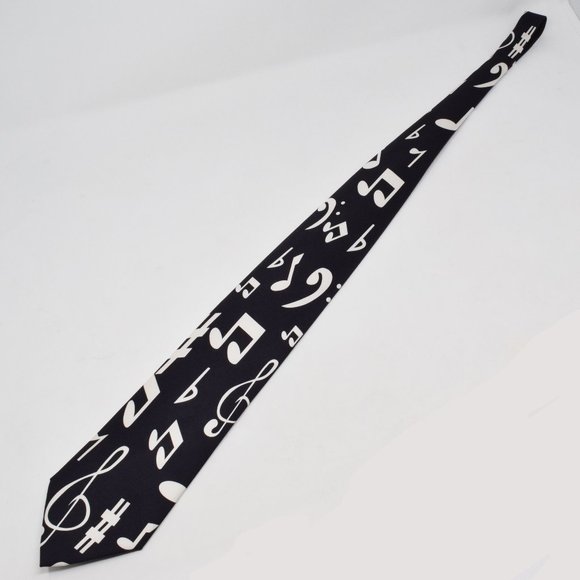 Wild Ties Silk Music Notes Necktie Black White Musican Singer Festival Work Boho - Picture 9 of 9